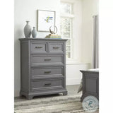 Gray: Five Drawer Wide Chest