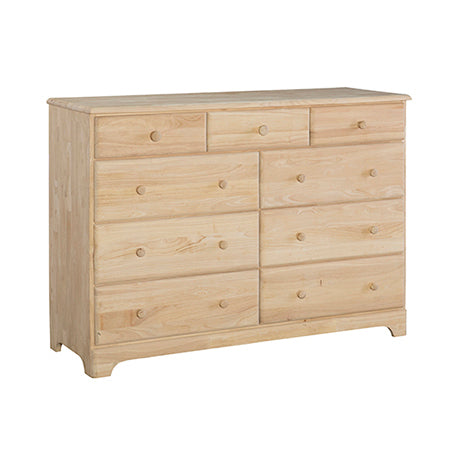 Hardwood Nine Drawer Dresser – Allards' Unfinished Furniture