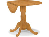 42" Drop Leaf Pedestal Table/ Two Chairs/Natural Finish